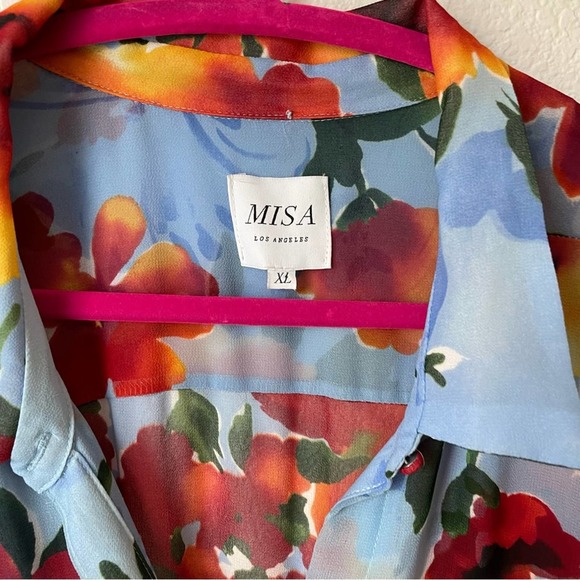 Misa Los Angeles Floral Midi Dress - Blue and Red - Picture 7 of 8